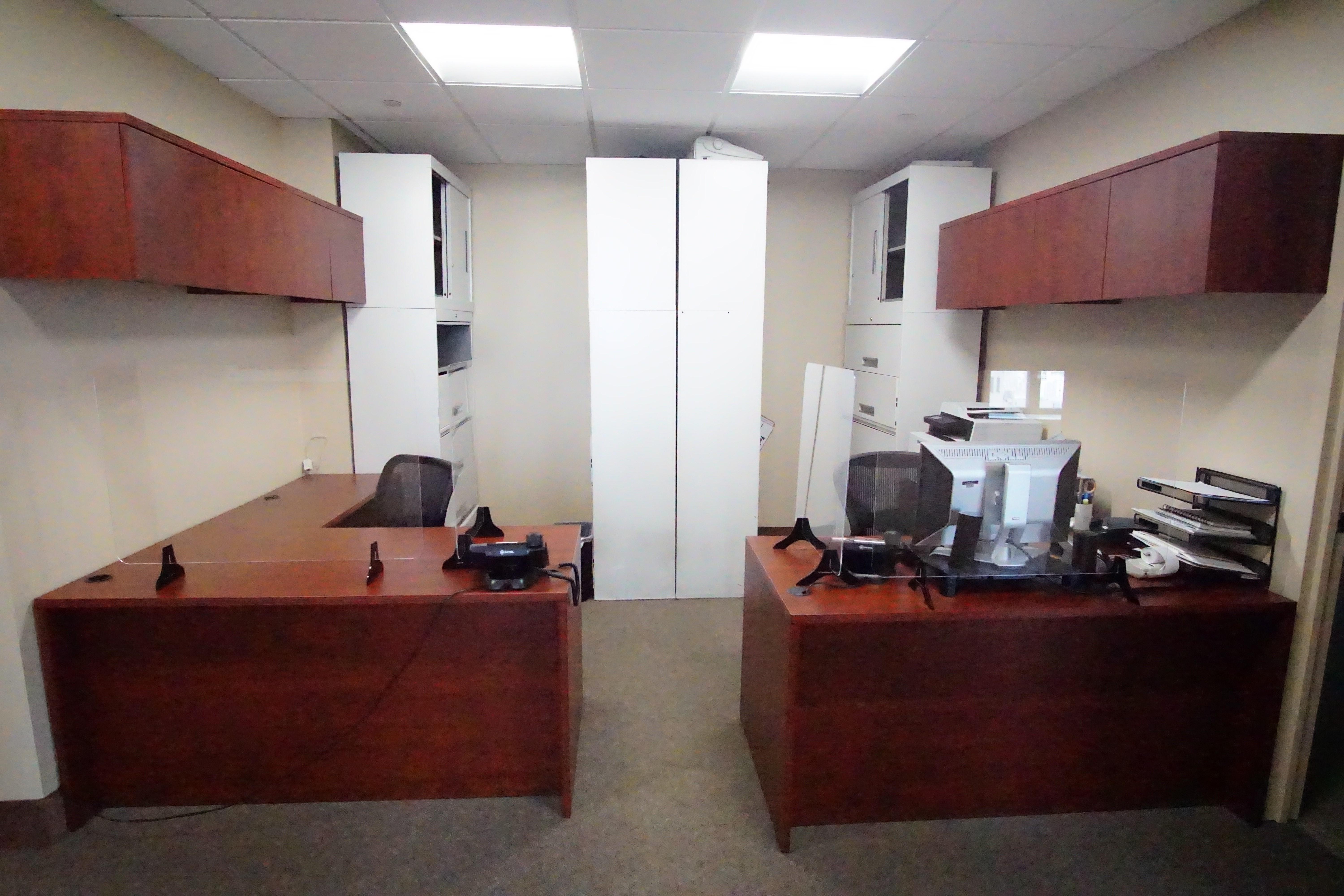 110 East 59th Street New York NY Double Workstations with plexiglass partitions