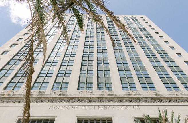 Alfred I. DuPont Building Art Deco skyscraper with valet parking in downtown Miami financial district
