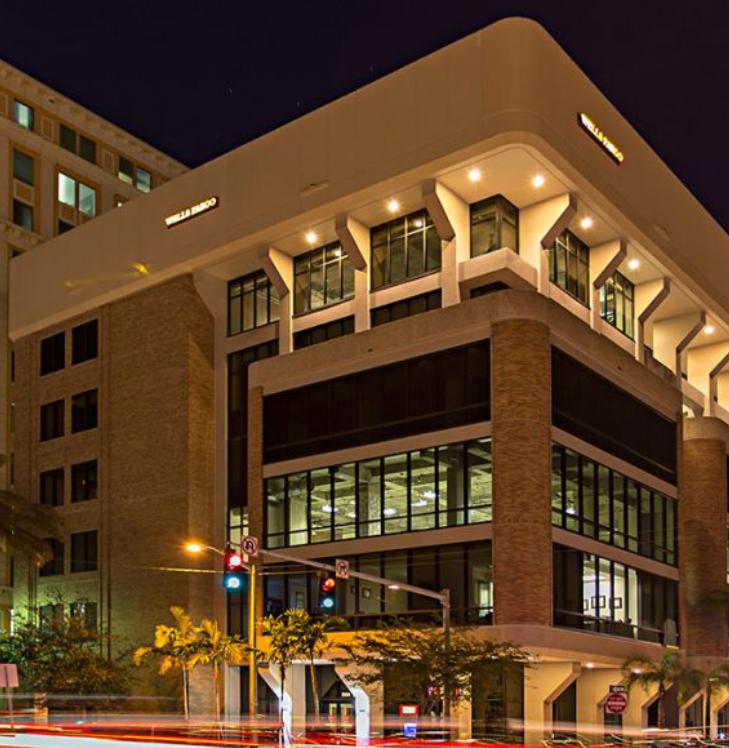 Modern Mediterranean-style office building in downtown Coral Gables