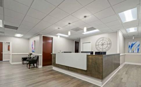 Reception desk and waiting area