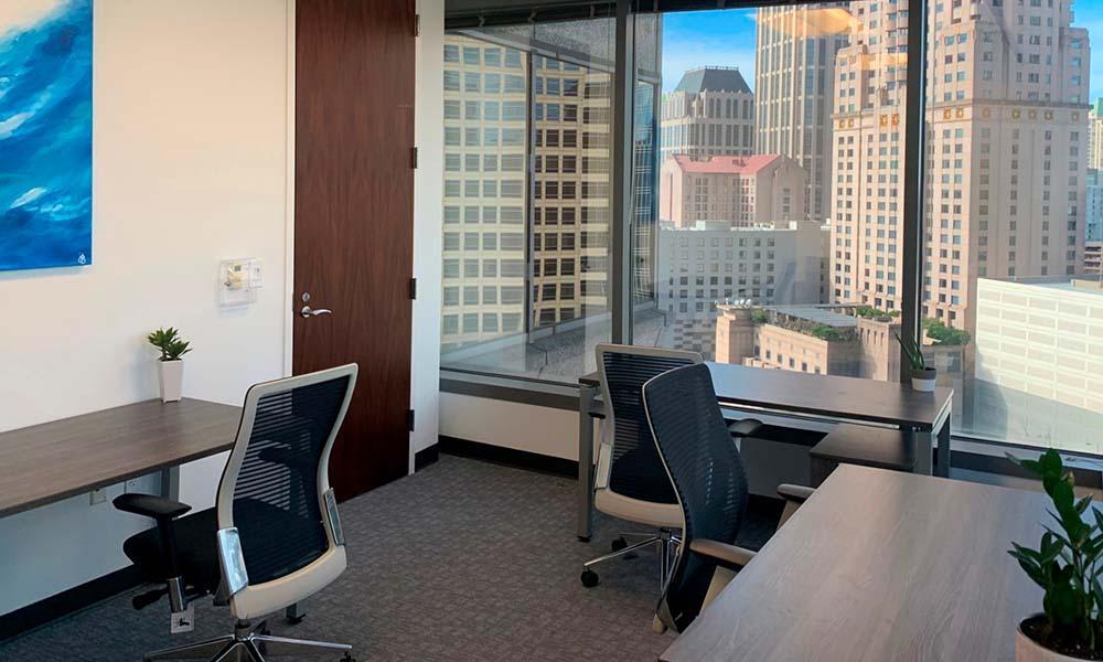 Windowed office in private space